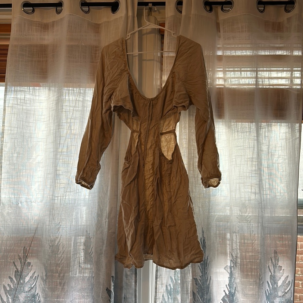 Tan open waist boho dress